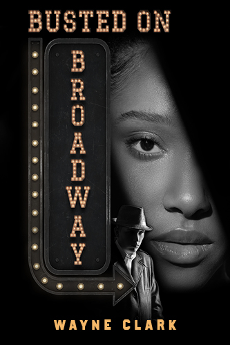 Busted on Broadway book cover showing a woman and a detective in shadow